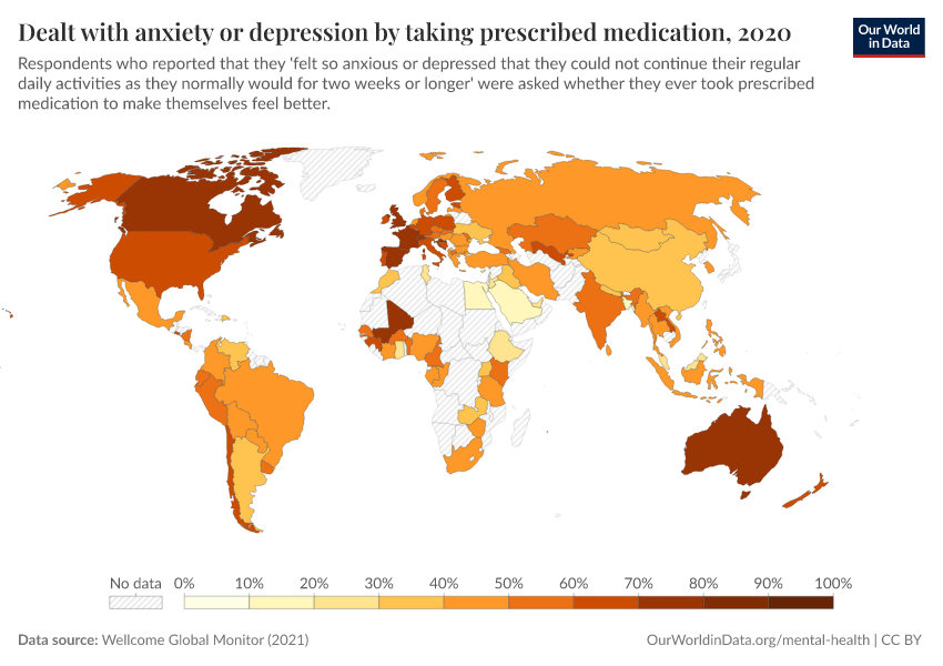 A thumbnail of the "Dealt with anxiety or depression by taking prescribed medication" chart