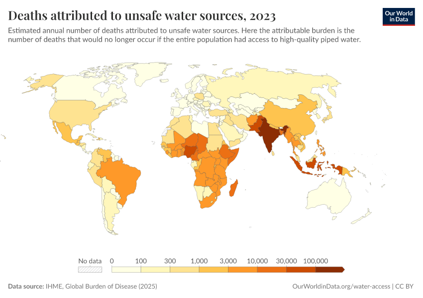 A thumbnail of the "Deaths attributed to unsafe water sources" chart