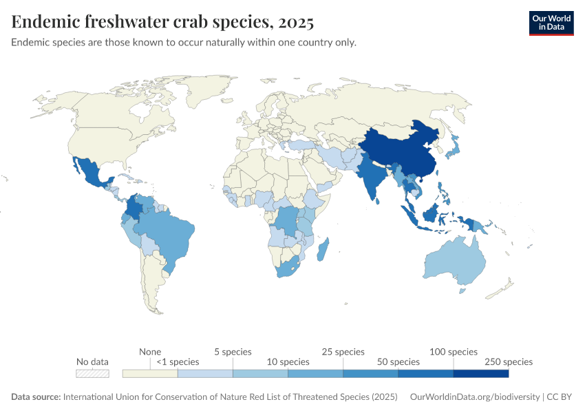 A thumbnail of the "Endemic freshwater crab species" chart