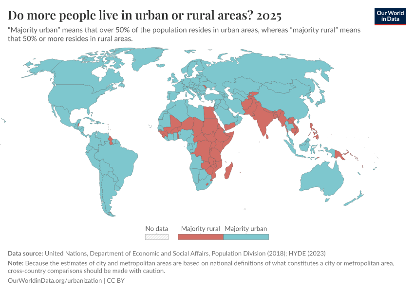 A thumbnail of the "Do more people live in urban or rural areas?" chart