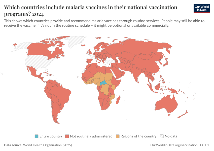 A thumbnail of the "Which countries include malaria vaccines in their national vaccination programs?" chart
